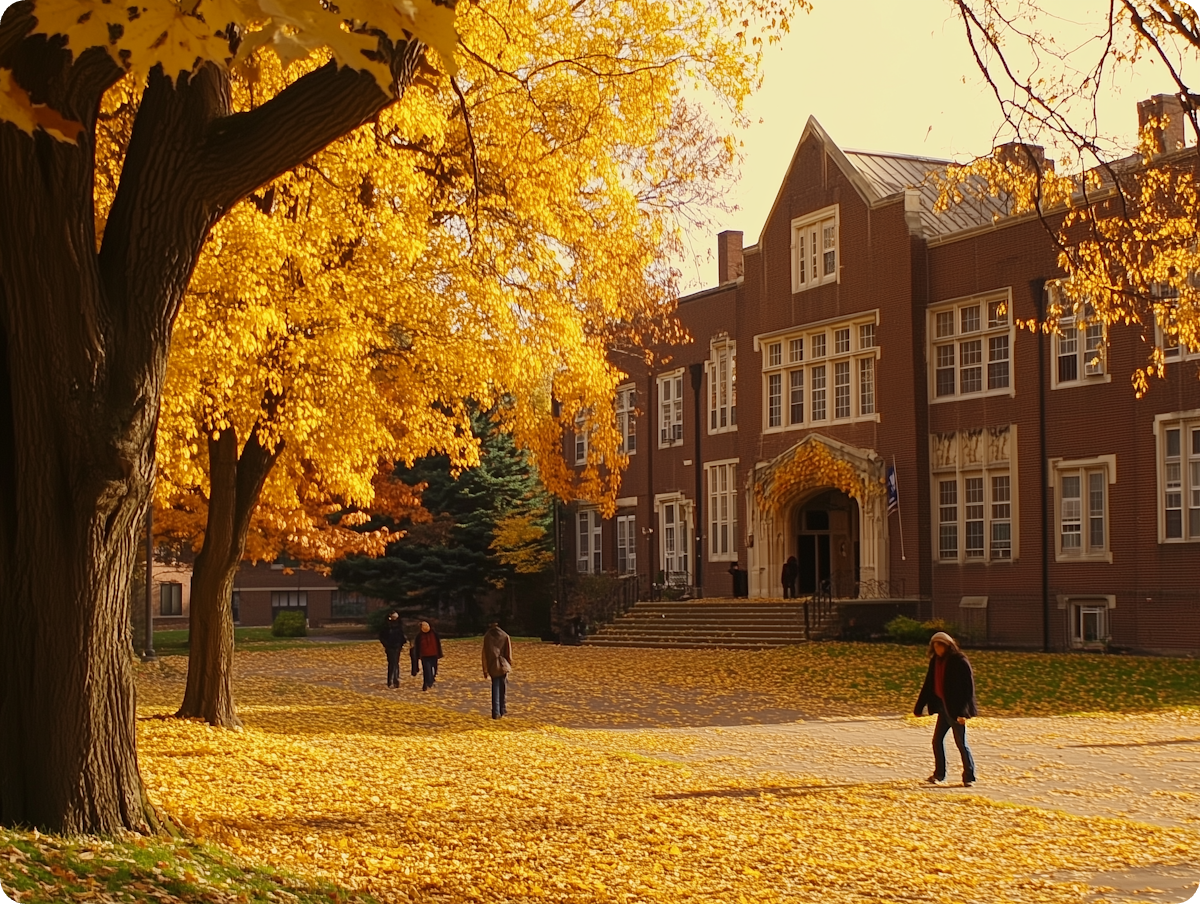 Campus universitario en otoño